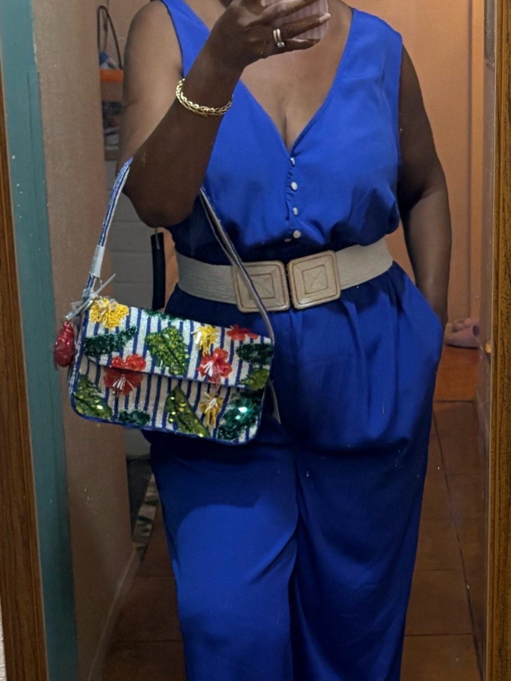ASOS Royal Blue Wide-Leg Jumpsuit Sz 16